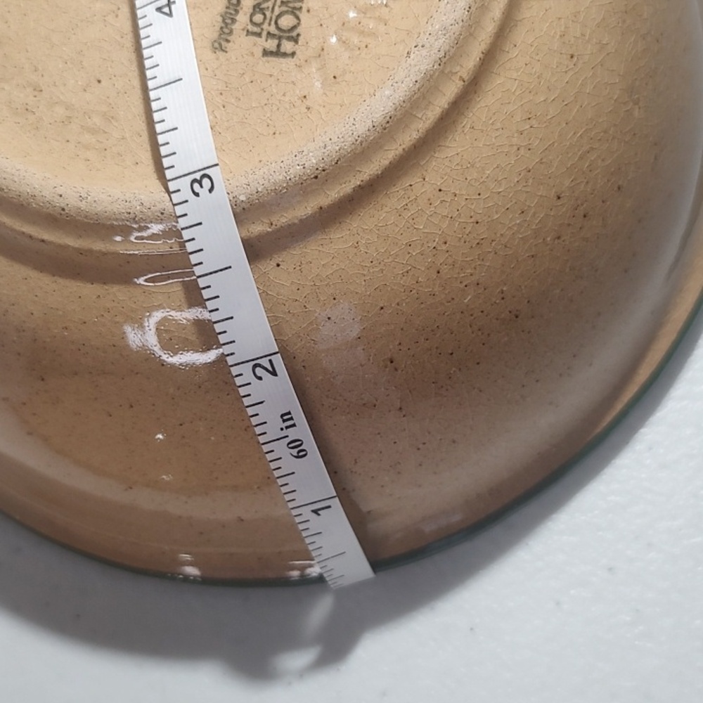 2 Longaberger Homestead Stonewear Bowls, Made By Buckeye Stonewear, Tan & Green - Picture 6 of 11